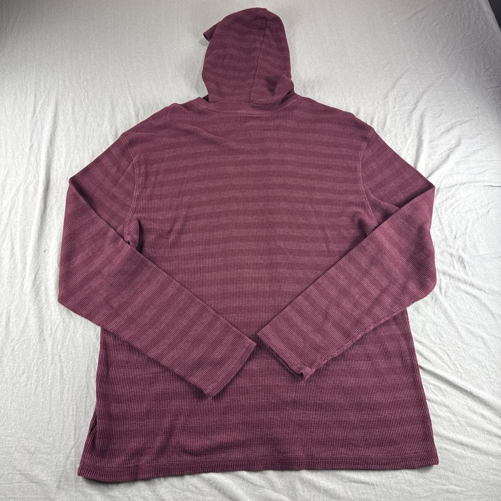 Banana Republic Waffle Knit Thermal Hoodie Mens XXL Red Striped Sweatshirt Top - Picture 2 of 6